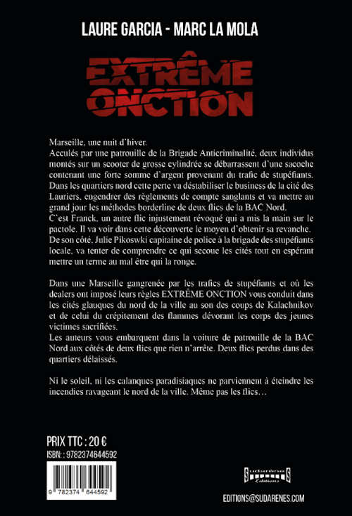 Photo verso du livre:Extreme Onction par Laure Garcia et Marc La Mola